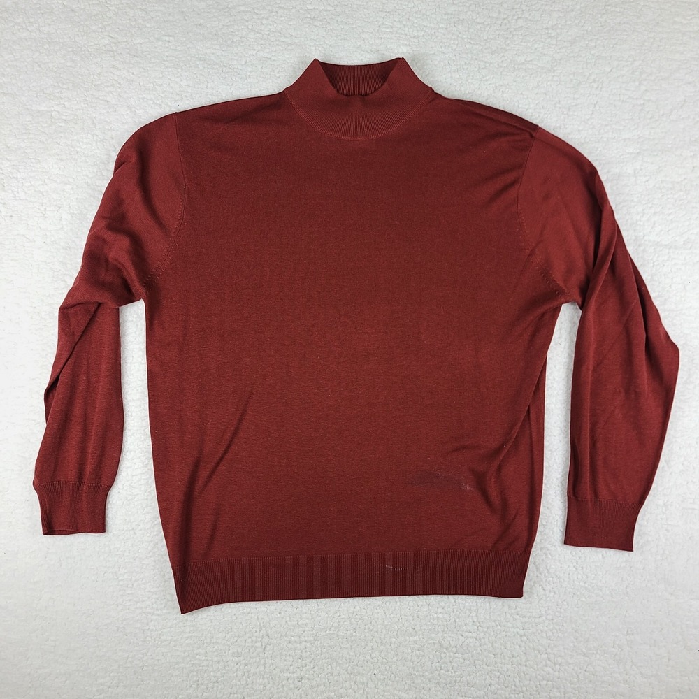 Jos A Bank Sweatshirt Mens 2XL XXL Dark Orange Mock Neck Signature Collection